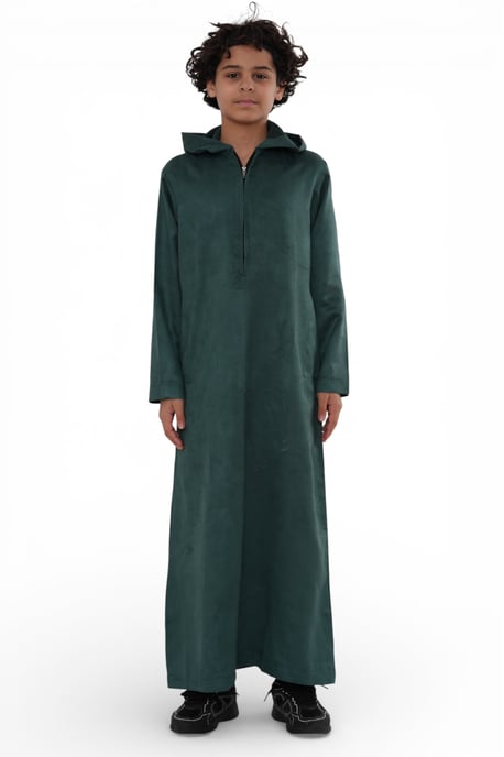 Kinderen Jongens Capuchon Eid Groene Marokkaanse Jubba Gewaad Ramadan Eid Thobe - K-HM12 - Image 1
