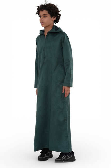 Kinderen Jongens Capuchon Eid Groene Marokkaanse Jubba Gewaad Ramadan Eid Thobe - K-HM12 - Image 2