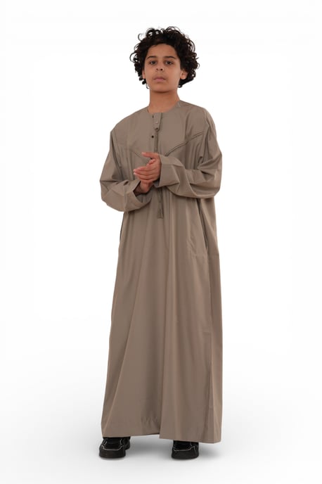 Kinderen jongens Eid Beige Marokkaanse Jubba Robe Djellaba Ramadan Eid Thobe - K-HM11 - Image 2
