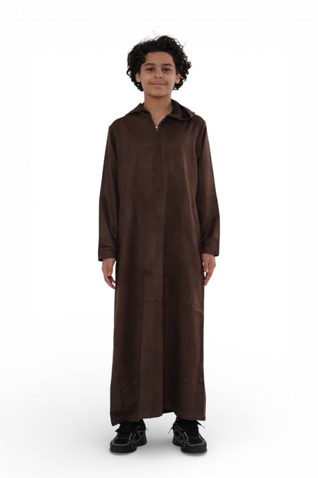 Kinderen Jongens Capuchon Eid Bruine Marokkaanse Jubba Robe Ramadan Eid Thobe - K-HM12 - Image 1