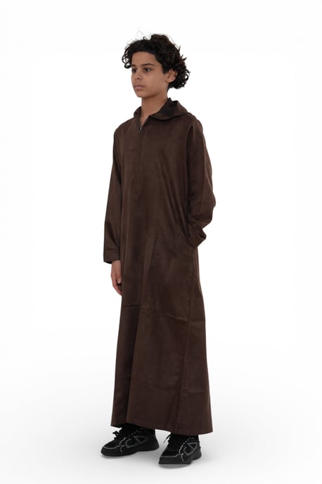 Kinderen Jongens Capuchon Eid Bruine Marokkaanse Jubba Robe Ramadan Eid Thobe - K-HM12 - Image 2