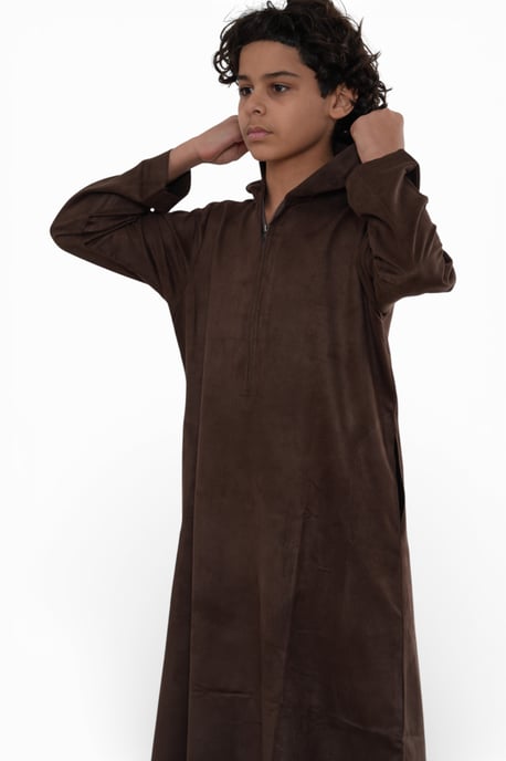 Kinderen Jongens Capuchon Eid Bruine Marokkaanse Jubba Robe Ramadan Eid Thobe - K-HM12 - Image 4