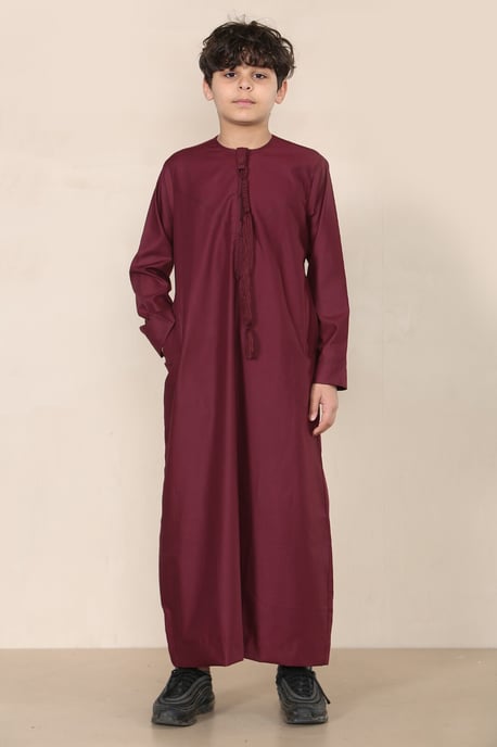 Rode Thobe voor jongens, Emirati Jubba, islamitische kleding, kaftan, Eid-kwastjes - Image 1