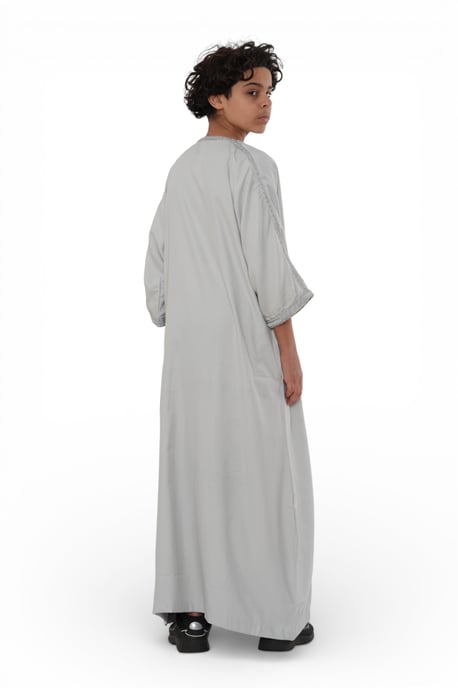 Kinderen jongens grijze Marokkaanse Thobe gewaad Eid Djellaba Gandoura Jubba-K-HM65 - Image 4