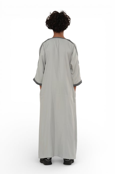 Kinderen Jongens Grijze Antraciet Marokkaanse Thobe Gewaad Eid Djellaba Gandoura Jubba- K-HM65 - Image 5