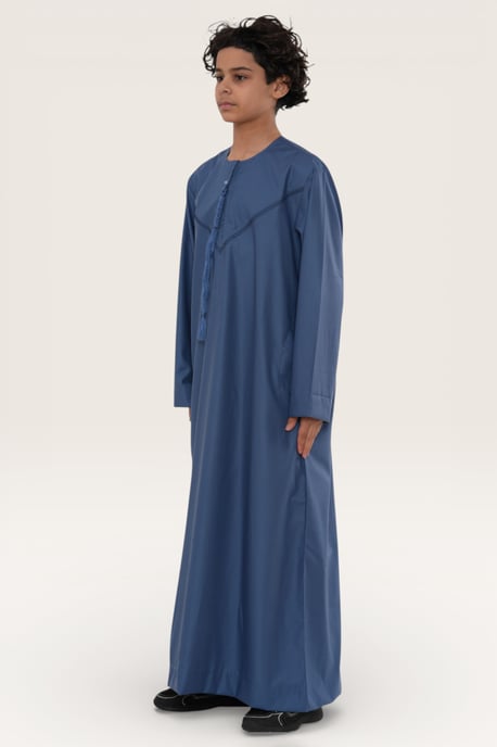 Kinderen jongens Eid blauwe Marokkaanse Thobe gewaad Djellaba Ramadan Eid Jubba- K-HM10 - Image 2