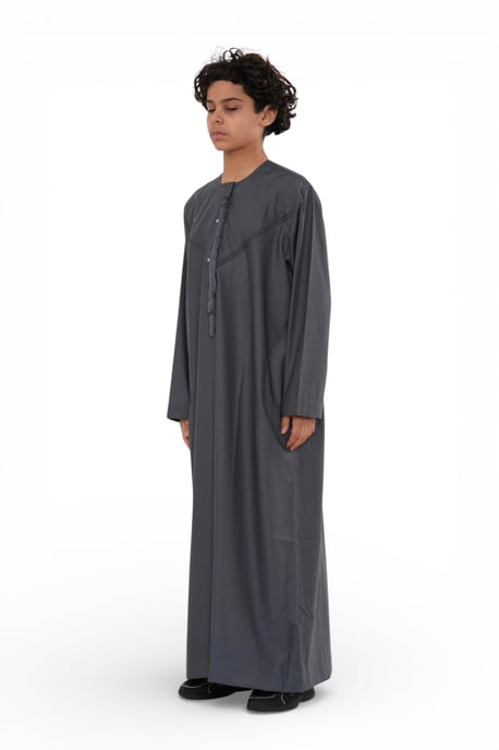Kinderen jongens Eid grijze Marokkaanse Jubba gewaad Djellaba Ramadan Eid Thobe - K-HM11 - Image 2