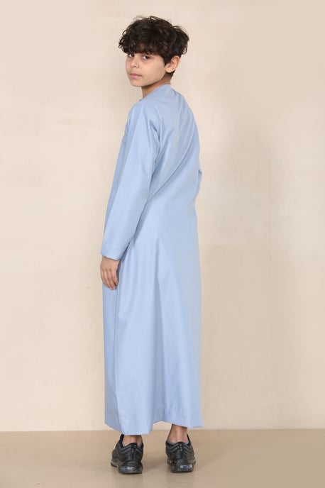 Blauwe Thobe voor jongens, Emirati Jubba, islamitische kleding, kaftan, Eid-kwastjes met koord - Image 3