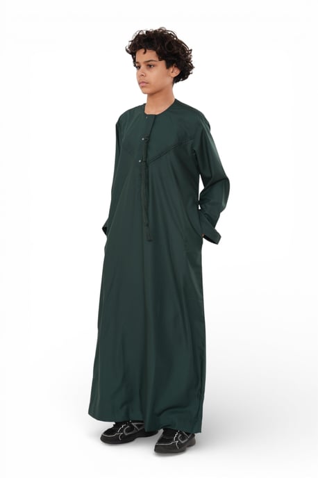 Kids Boys Eid Green Moroccan Jubba Robe Djellaba Ramadan Eid Thobe - K-HM11 - Image 2