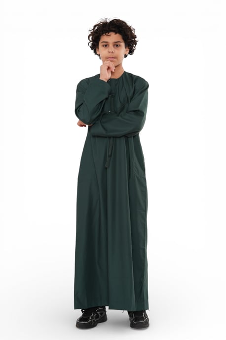 Kids Boys Eid Green Moroccan Jubba Robe Djellaba Ramadan Eid Thobe - K-HM11 - Image 3