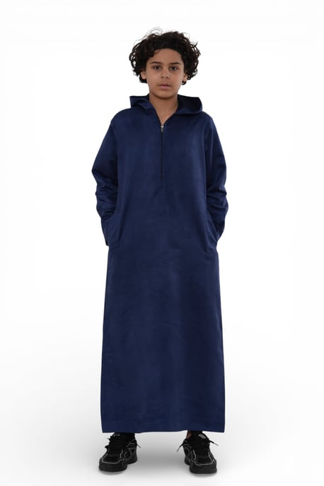 Kinderjongens Jubba met capuchon voor Eid, marineblauwe Marokkaanse Jubba-robe voor Ramadan - K-HM12 - Image 2