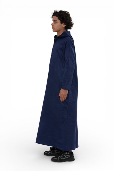 Kinderjongens Jubba met capuchon voor Eid, marineblauwe Marokkaanse Jubba-robe voor Ramadan - K-HM12 - Image 3