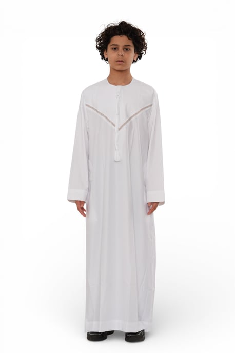 Kinderen jongens Eid witte Marokkaanse Thobe gewaad Djellaba Ramadan Eid Jubba- K-HM10 - Image 1