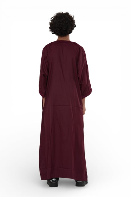 Kid's Boys Red Moroccan Thobe Jubba Robe Eid Djellaba Gandoura - K-HM62 - Image 4
