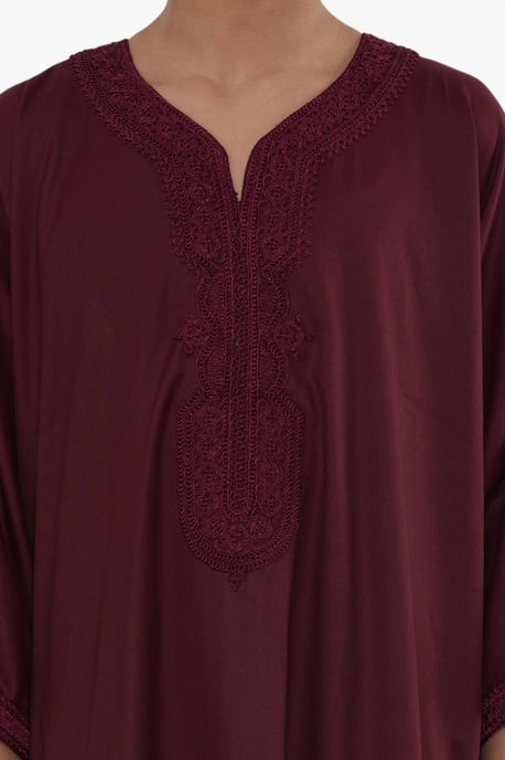 Kid's Boys Red Moroccan Thobe Jubba Robe Eid Djellaba Gandoura - K-HM62 - Image 5
