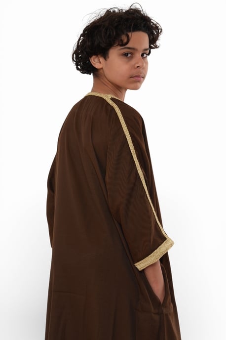 Kinderen jongens Ramadan bruin Marokkaanse Thobe gewaad Djellaba Gandoura Eid Jubba- K-HM67 - Image 5