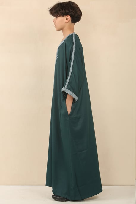 Kinderjongens groene Marokkaanse Thobe Jubba Robe Eid Djellaba Gandoura - Image 2