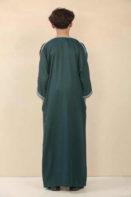Kinderjongens groene Marokkaanse Thobe Jubba Robe Eid Djellaba Gandoura - Image 3