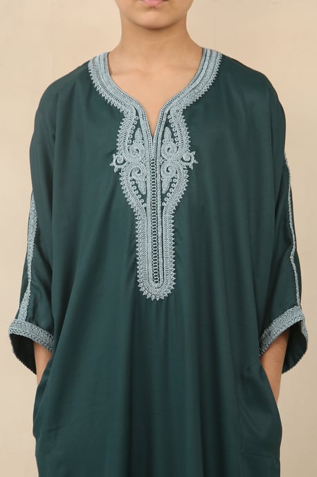 Kinderjongens groene Marokkaanse Thobe Jubba Robe Eid Djellaba Gandoura - Image 4