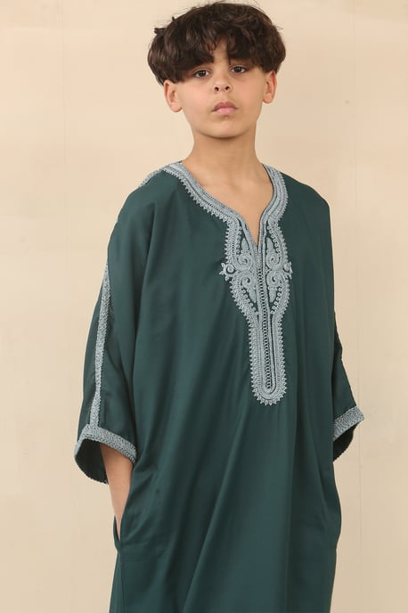Kinderjongens groene Marokkaanse Thobe Jubba Robe Eid Djellaba Gandoura - Image 5