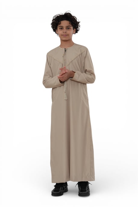 Kinderen Jongens Ramadan Beige Marokkaanse Jubba Robe Djellaba Eid Thobe - K-TT-006 - Image 2