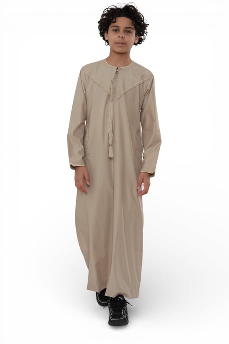Kinderen Jongens Ramadan Beige Marokkaanse Jubba Robe Djellaba Eid Thobe - K-TT-006 - Image 3