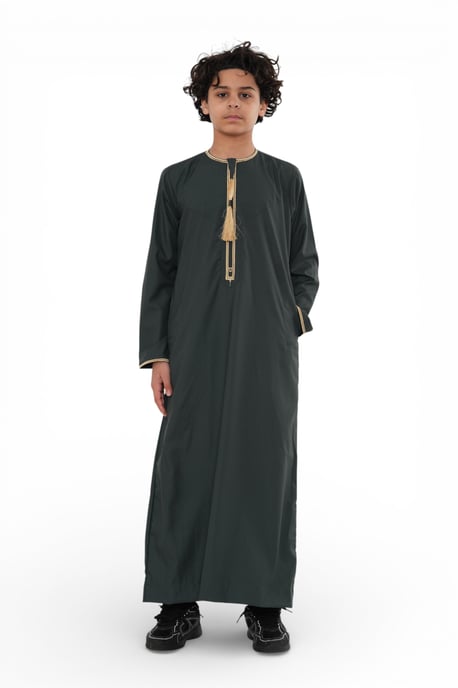 Kids Boys Ramadan Green Moroccan Thobe Robe Emirati Eid Jubba- TT-003 - Image 2
