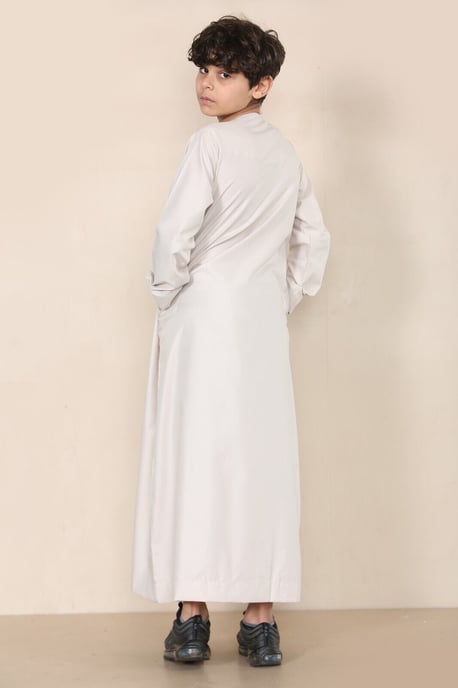 Beige Thobe Emirati Jubba Islamitische kleding Kaftan Eid met koord en kwastjes - Image 3