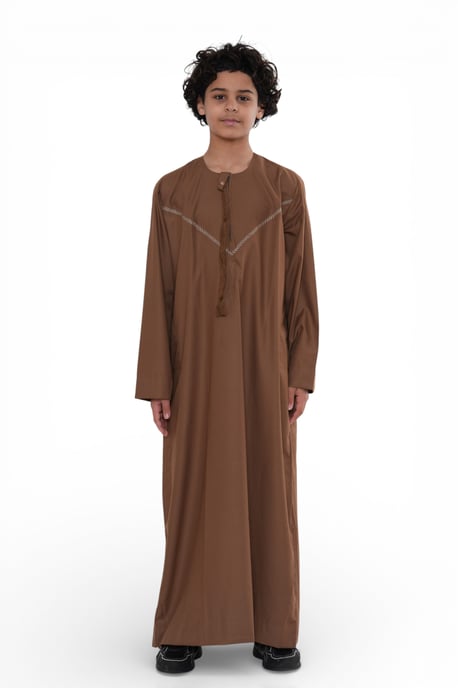 Kinderen jongens Eid Camel Brown Marokkaanse Thobe Robe Djellaba Ramadan Eid Jubba- K-HM10 - Image 1