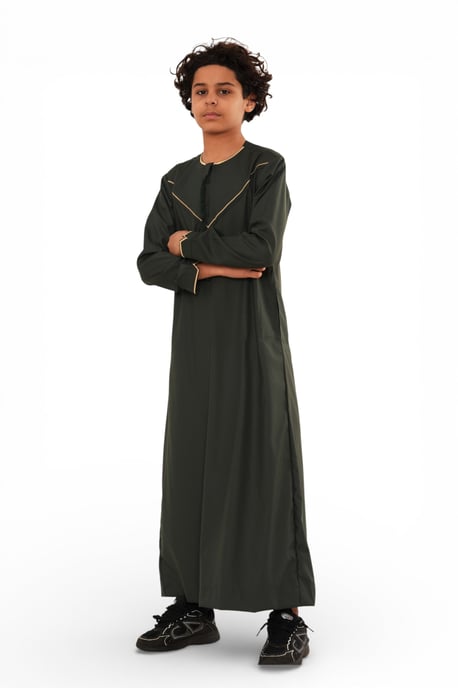 Kinderen Jongens Ramadan Olijfgroen Marokkaanse Jubba Robe Djellaba Eid Thobe - K-TT-006 - Image 3