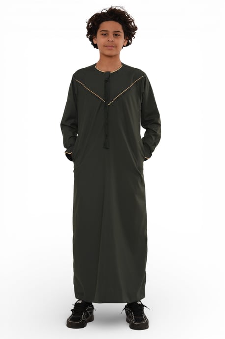 Kinderen Jongens Ramadan Olijfgroen Marokkaanse Jubba Robe Djellaba Eid Thobe - K-TT-006 - Image 4