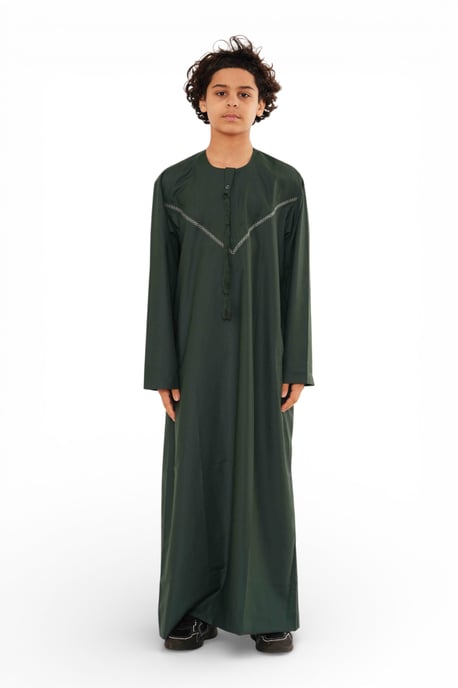 Kids Boys Eid Green Moroccan Thobe Robe Djellaba Ramadan Eid Jubba- K-HM10 - Image 1
