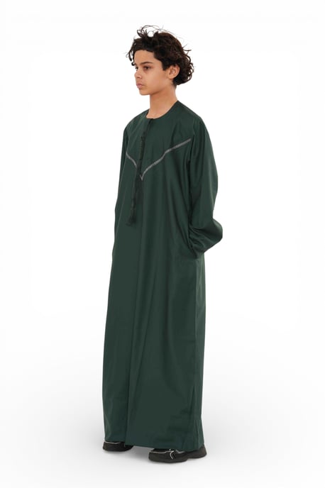 Kids Boys Eid Green Moroccan Thobe Robe Djellaba Ramadan Eid Jubba- K-HM10 - Image 2