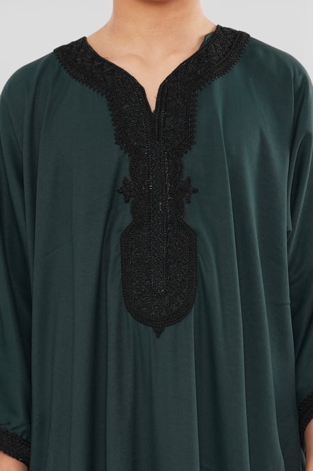 Kid's Boys Green Moroccan Thobe Jubba Robe Eid Djellaba Gandoura - K-HM62 - Image 5