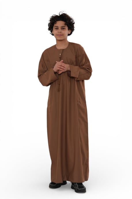 Kinderen jongens Eid Camel Brown Marokkaanse Jubba Robe Djellaba Ramadan Eid Thobe - K-HM11 - Image 3