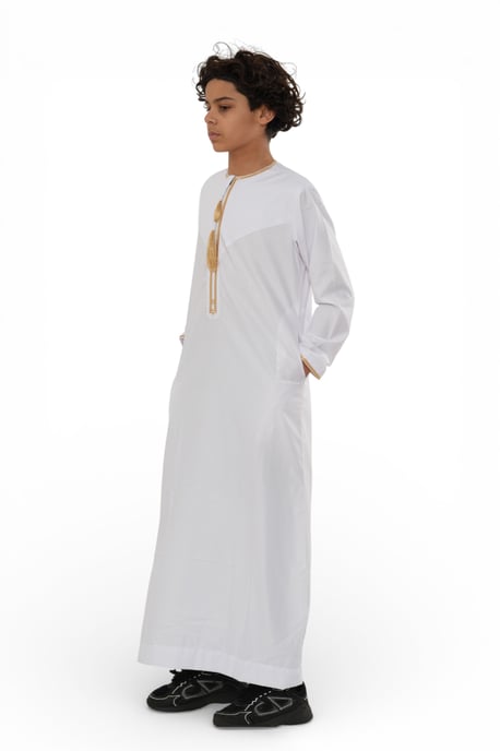 Barn Pojkar Ramadan Vit Marockansk Thobe Robe Emirati Eid Jubba- TT-003 - Image 2