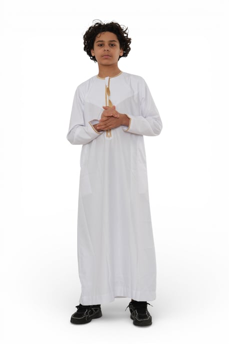 Barn Pojkar Ramadan Vit Marockansk Thobe Robe Emirati Eid Jubba- TT-003 - Image 4