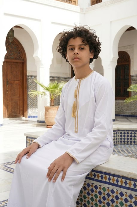 Barn Pojkar Ramadan Vit Marockansk Thobe Robe Emirati Eid Jubba- TT-003 - Image 5