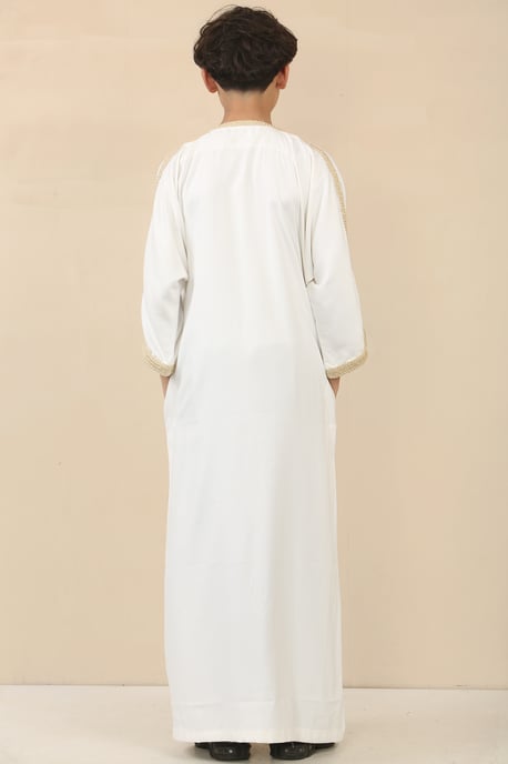 Kinderjongens witte Marokkaanse Thobe Jubba Robe Eid Djellaba Gandoura - Image 3