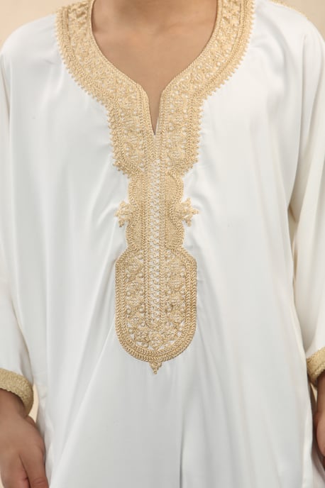 Kinderjongens witte Marokkaanse Thobe Jubba Robe Eid Djellaba Gandoura - Image 4