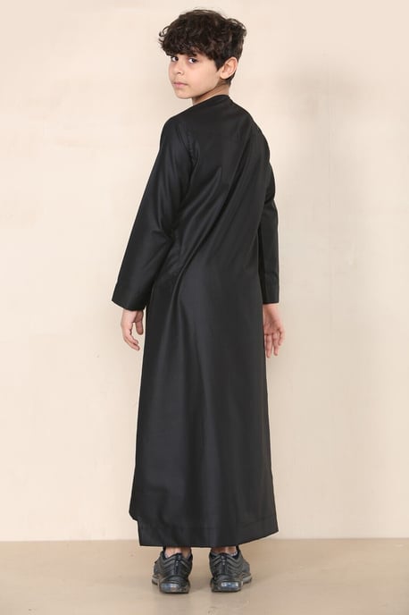 Pojkar Barn Svart Thobe Emirati Jubba Islamiska Kläder Kaftan Eid Snöre Tofs - Image 3