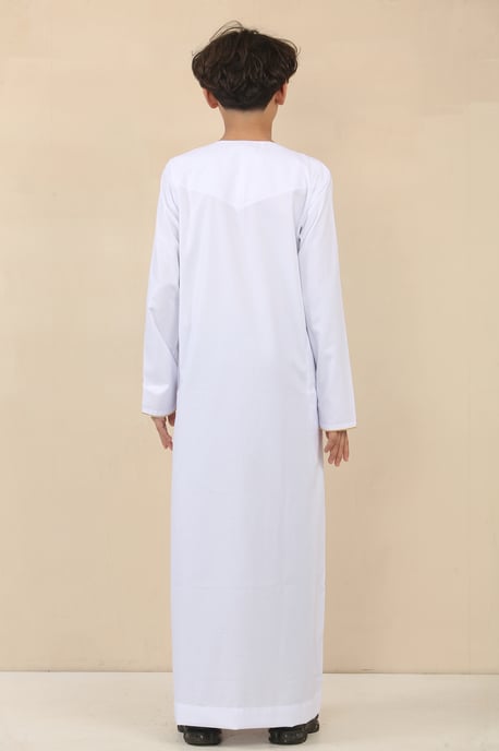 Kid's Boys White Oman Eid Thobe Saudi Emirati Jubba Robe - Image 4