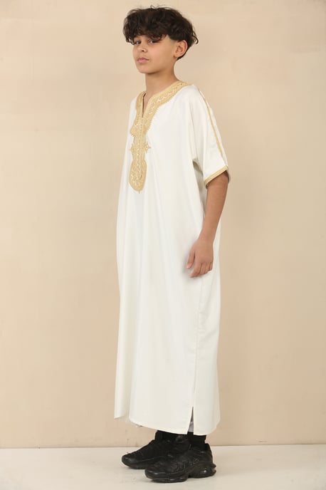 Kinderjongens witte Marokkaanse Thobe Djellaba Jubba Robe Eid - Image 2