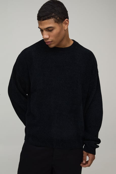 Oversized Boxy Chenille Knitted Jumper - Image 1
