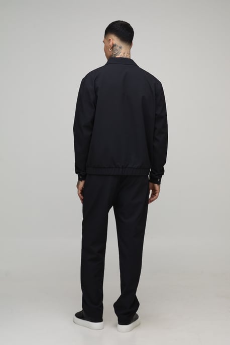 Tall Textured Woven Seersucker Zip Up Harrington Overshirt - Image 2