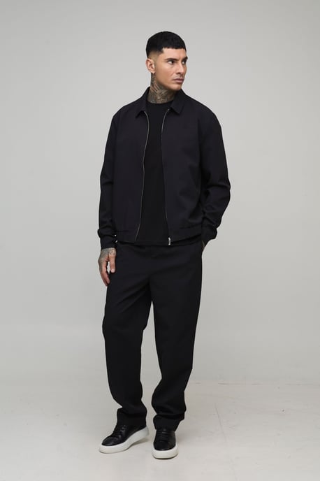 Tall Textured Woven Seersucker Zip Up Harrington Overshirt - Image 4