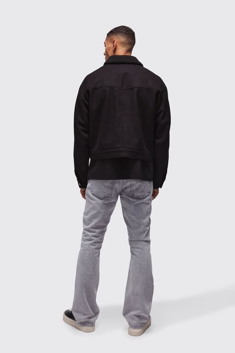 Boxy Borg Collar Harrington In Black - Image 2