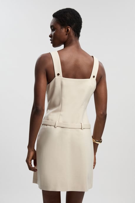 Ponte Button Front Pleated Mini Dress - Image 4