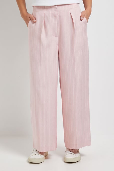 Petite Wide Leg Full Length Pinstripe Trouser - Image 2