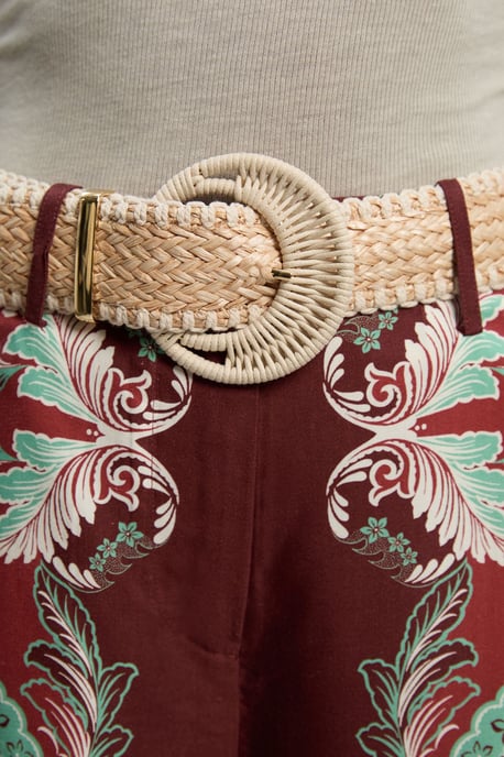 Mirrored Viscose Linen Print Woven Wide Leg Trouser - Image 4